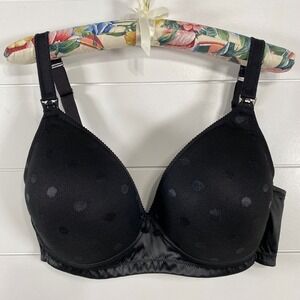 Cake Lingerie Womens Mousse Nursing Bra sz 36D Black NWT Polka Dot Full Coverage